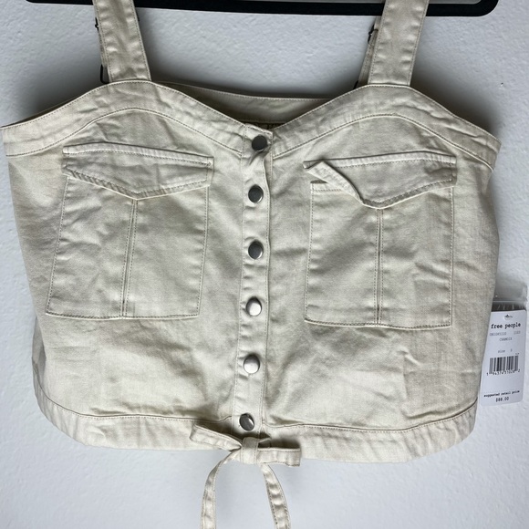 We the free crop khaki denim top - Picture 3 of 4